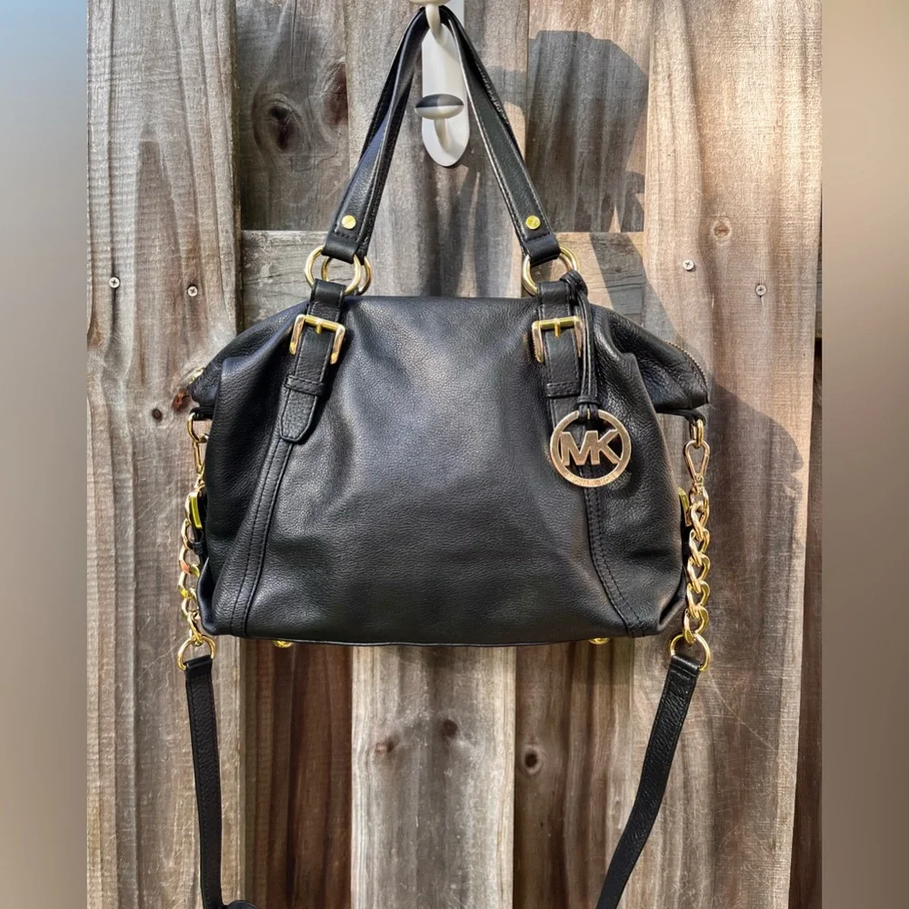 Michael Kors MD Tristan Black Leather Convertible Satchel